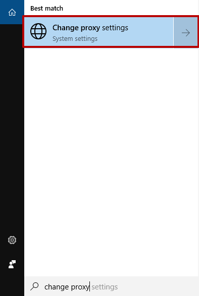 Type «change proxy» in the search field. Press on button
