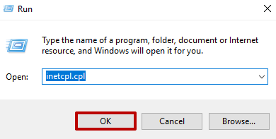 Press «Win+R» and type «inetcpl.cpl»